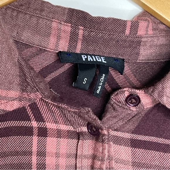 Paige cranberry/pink plaid button down top size small - Picture 5 of 6